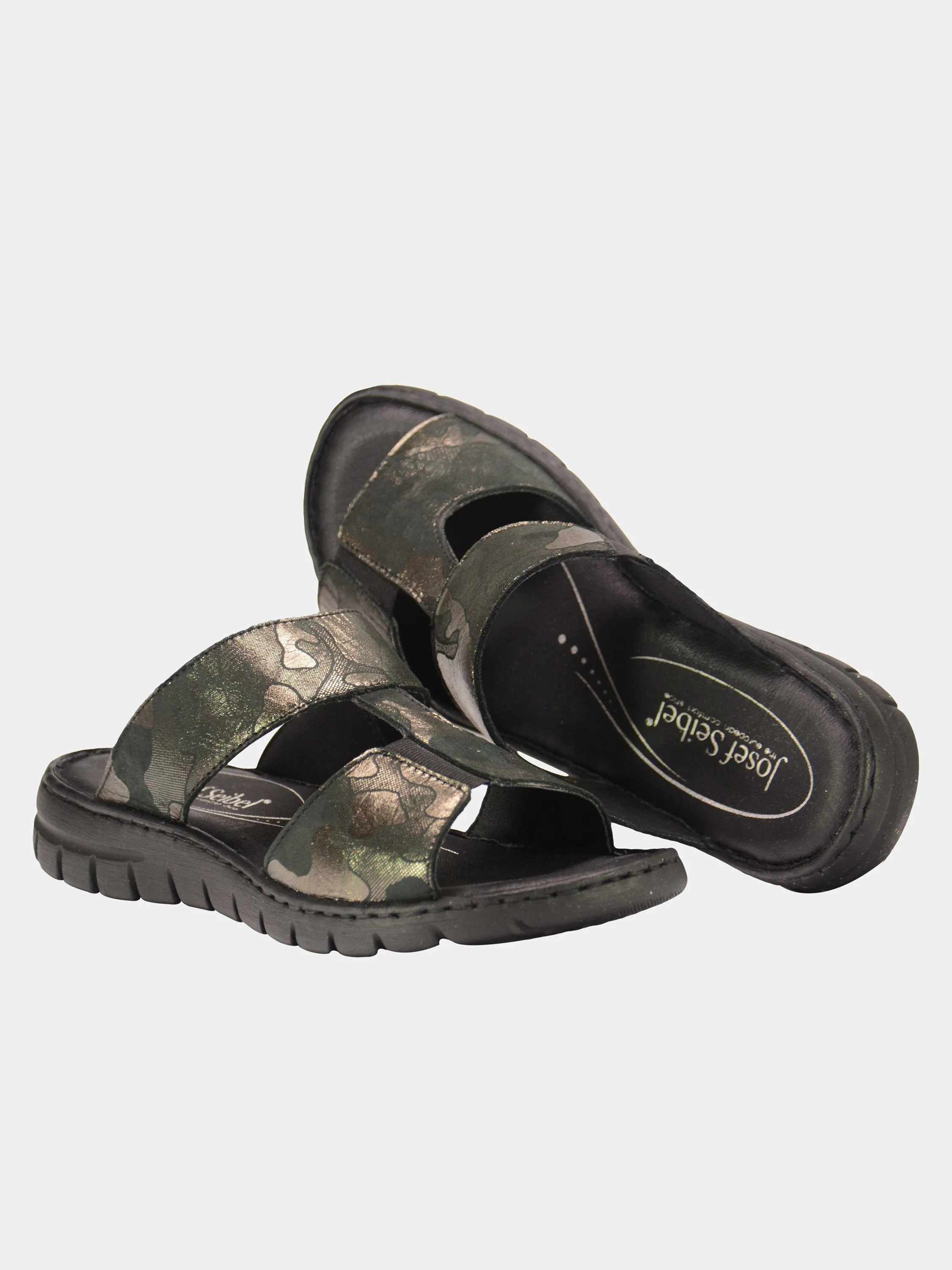 Josef Seibel Cammo Print Slider Sandals