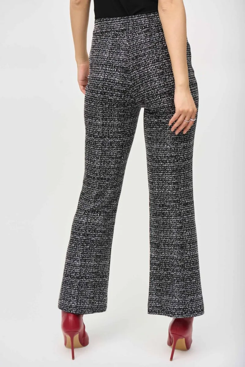 Joseph Ribkoff Black/Off-White Marled Pull-On Flared Pants 243047