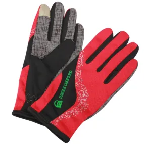 JUNGLE LEOPARD Outdoor Sports Mountaineering Full Finger Gloves Mesh Touch Screen Anti-Skid Gloves, Size: L(Red Black)