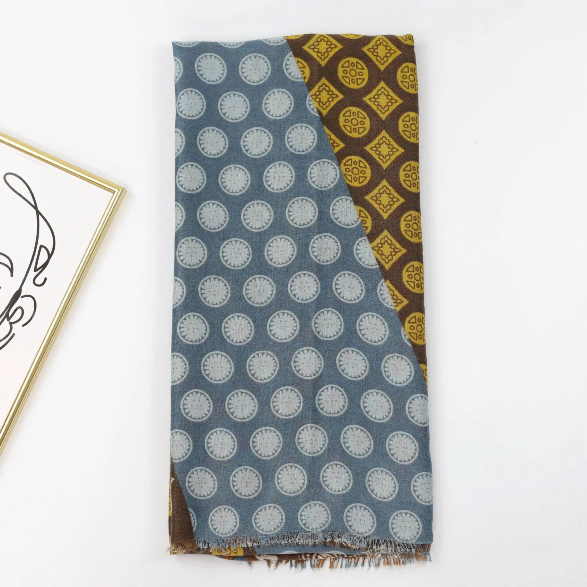 JY230810 Circles and cashews printed scarf