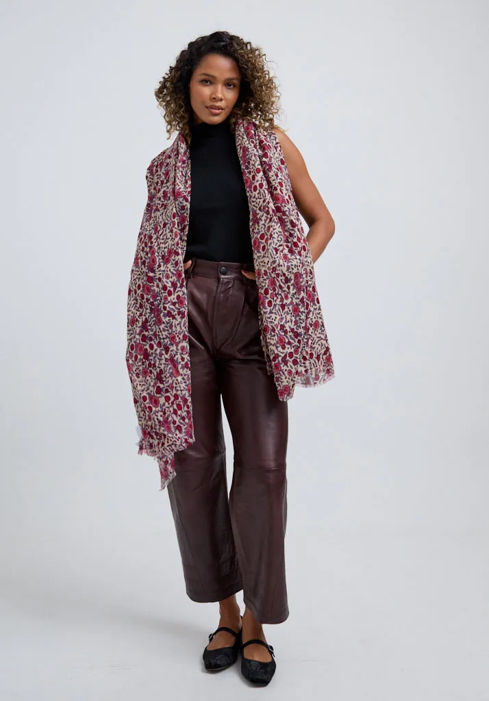 Karen Oversized Aster Floral Scarf In Pink