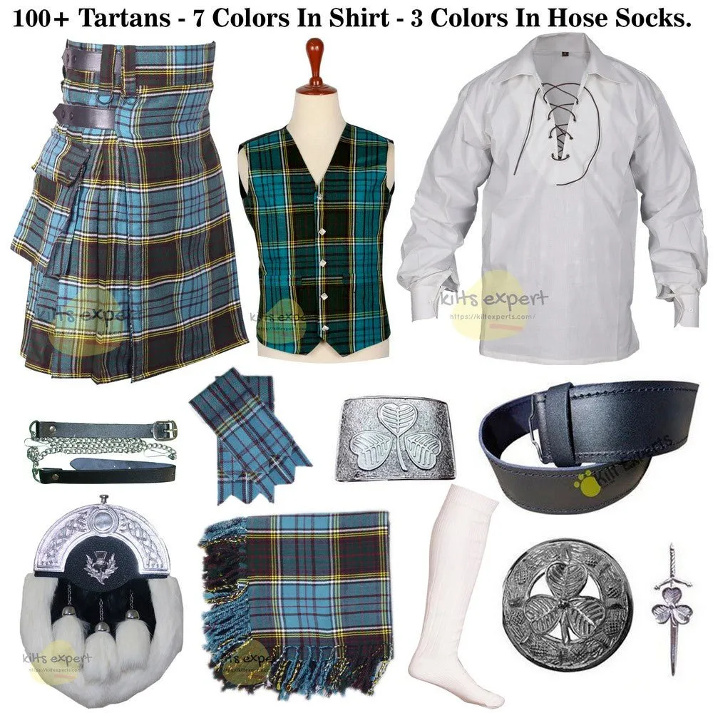 Kilt Outfits - 11 Products Including Tartan Leather Straps Utility Kilt