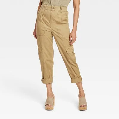 Knox Rose Womens Plus Mid Rise Casual Fit Ankle Cargo Pants Lightweight