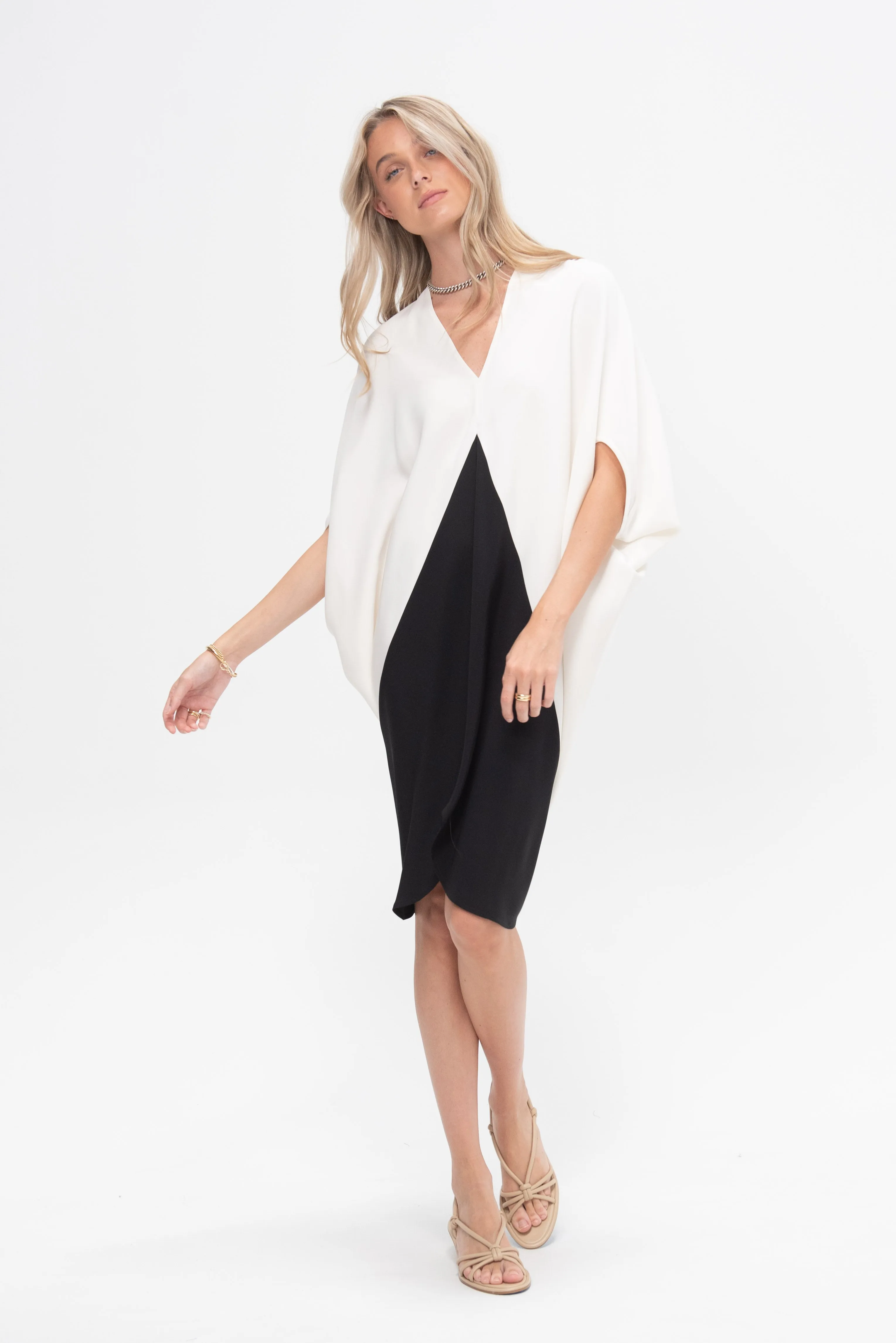 Koya Dress, White Pepper & Black