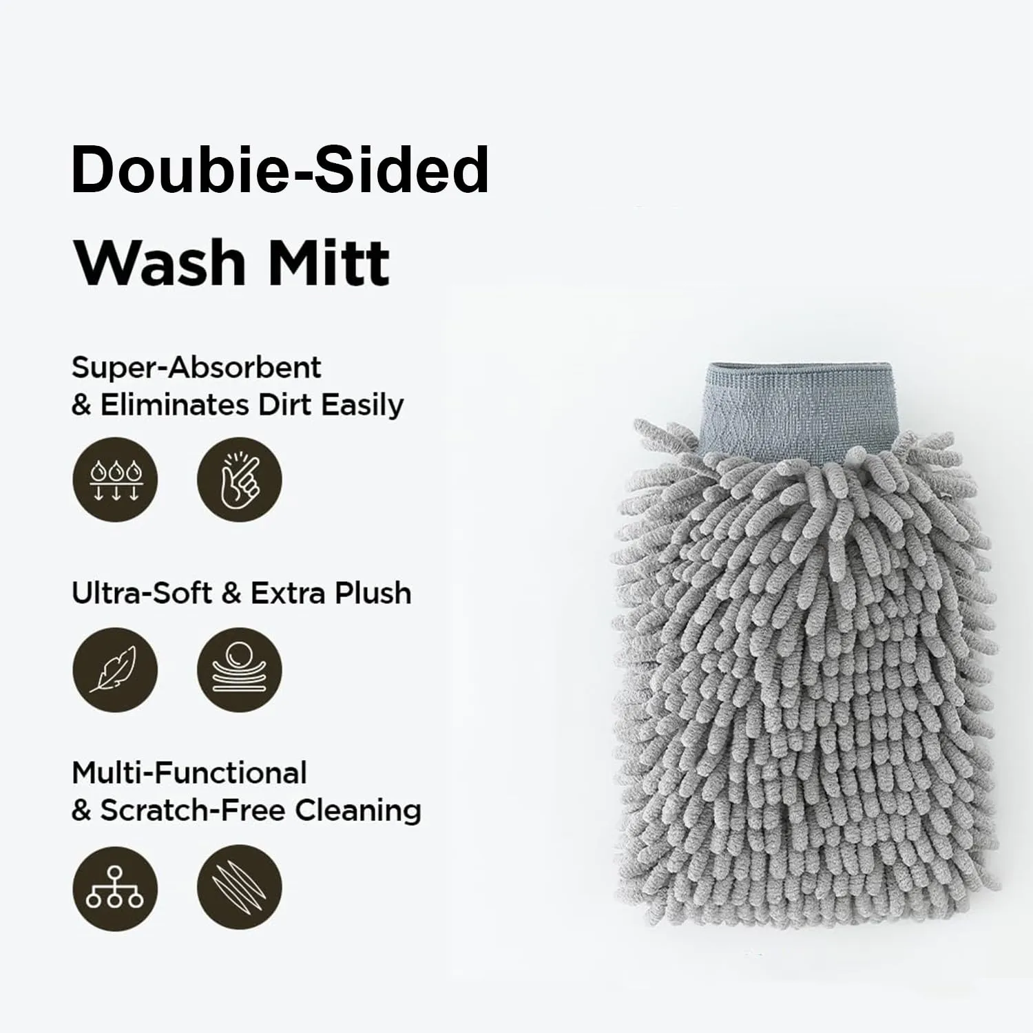 Kuber Industries Gloves | Microfiber Cleaning Gloves | Chenille Mitts for Kitchen | Hand Duster for Kitchen | Hand Gloves for Car | Double Sided Gloves | SHXNEFSST1 | Pack of 8 | Gray