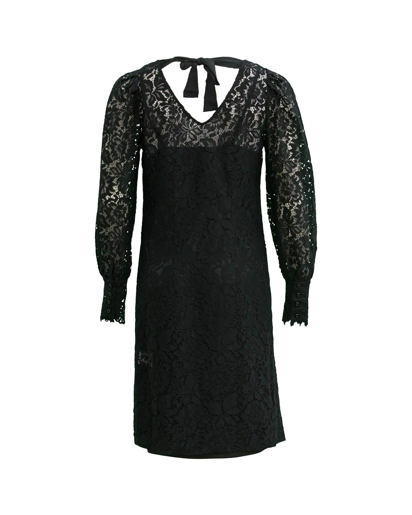 Lace Long Sleeve Dress in Black