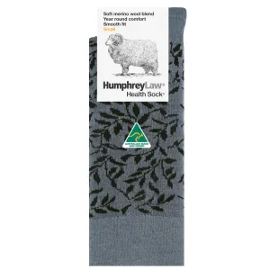 Leaves on Grey Merino Wool Crew Socks - Aussie Made