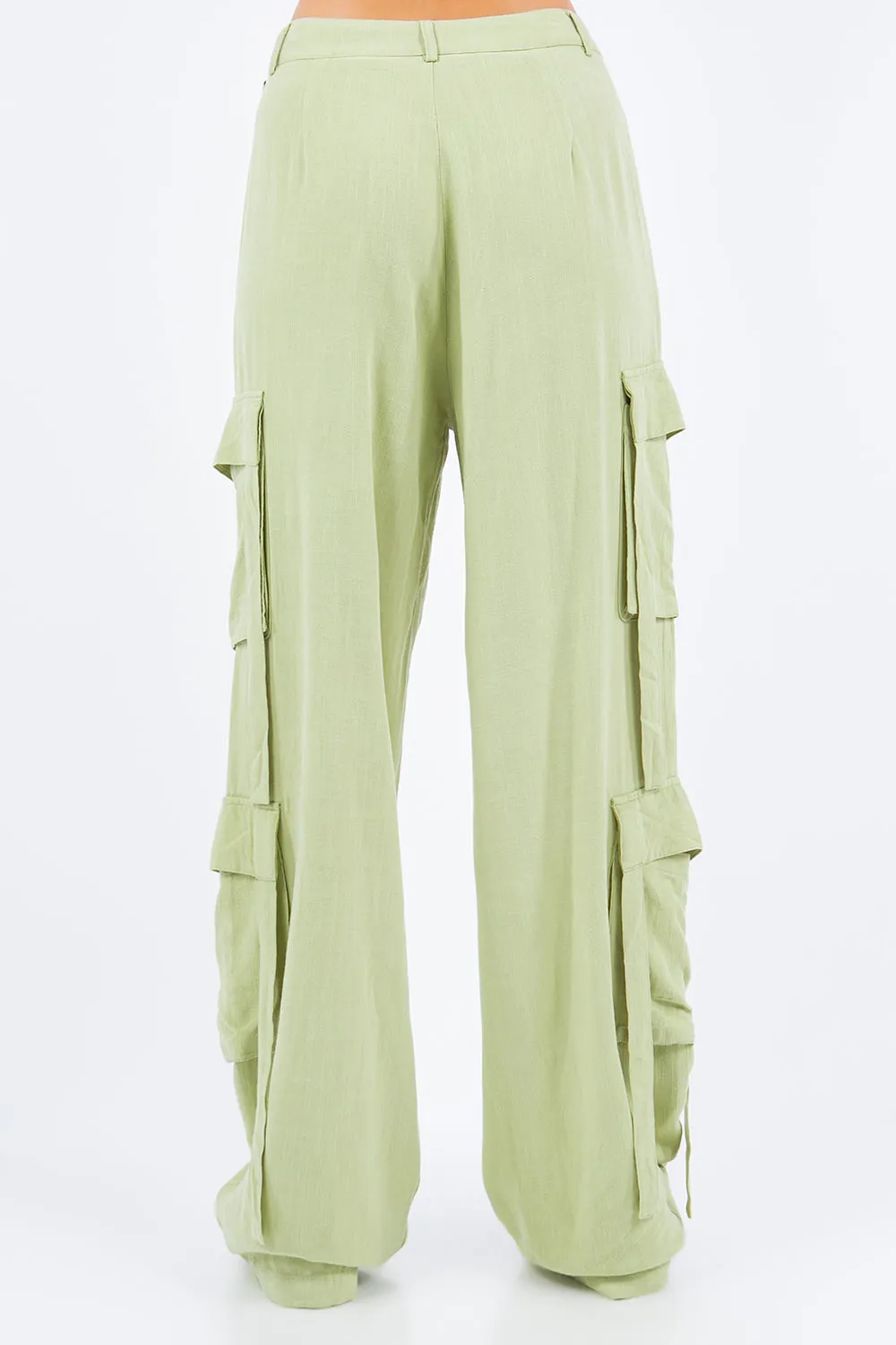 Linen Wide Leg Cargo Pants