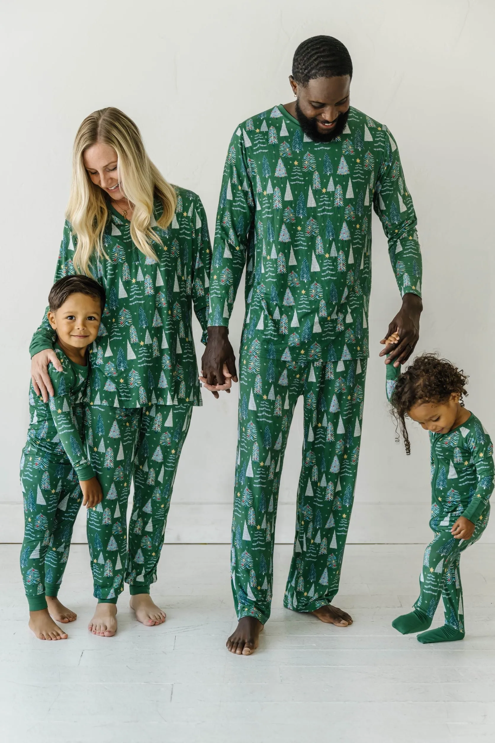 Little Sleepies Green Twinkling Trees Women's Bamboo 2pc Pajama Set