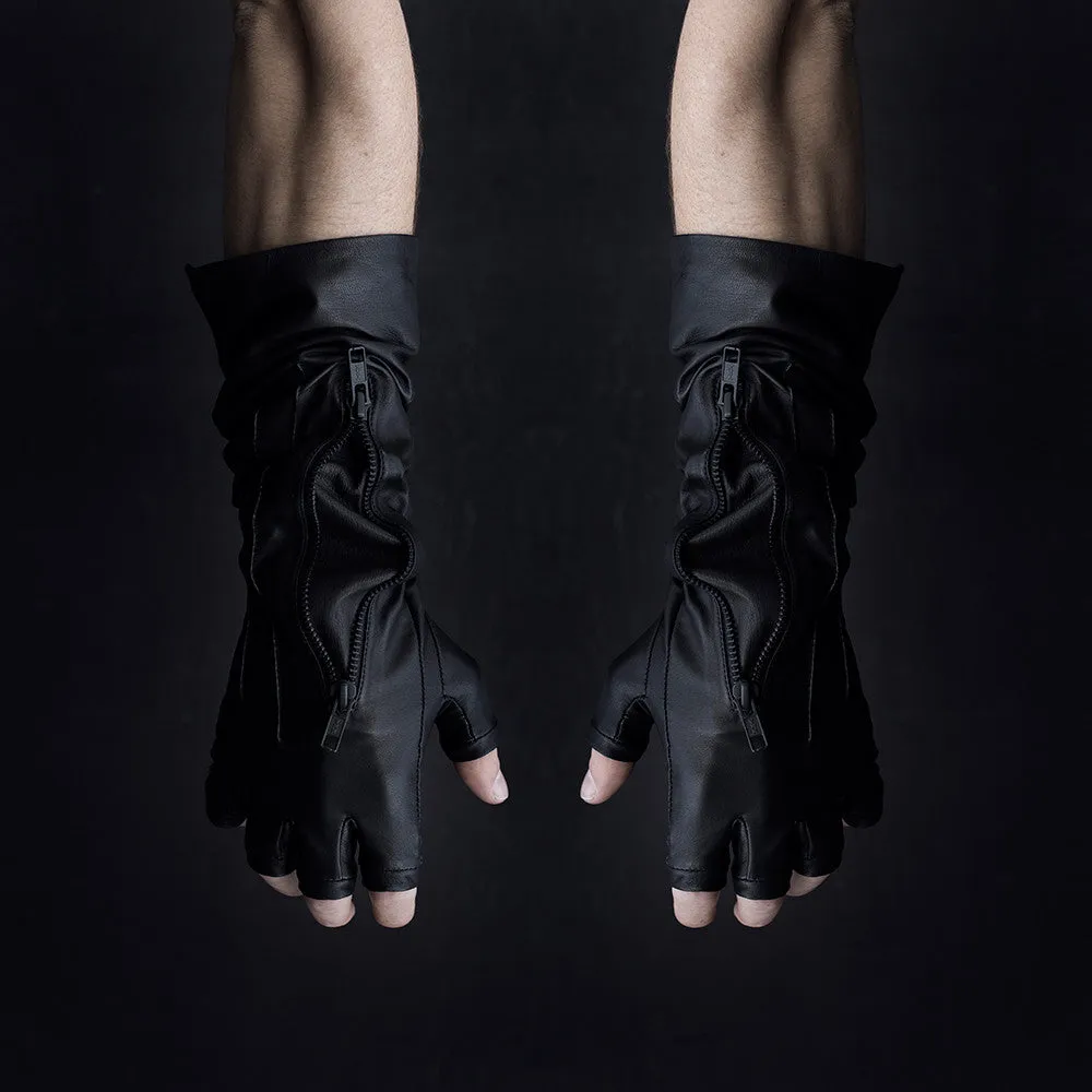 LONG FINGER CUFF DOUBLE ZIP GLOVES