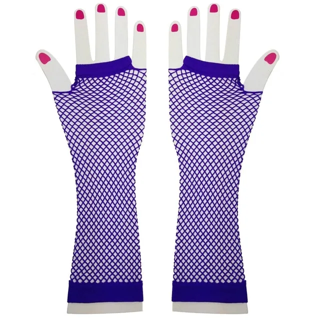 Long Fingerless Fishnet Gloves