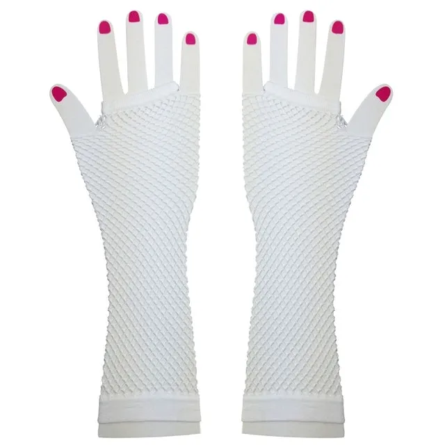 Long Fingerless Fishnet Gloves