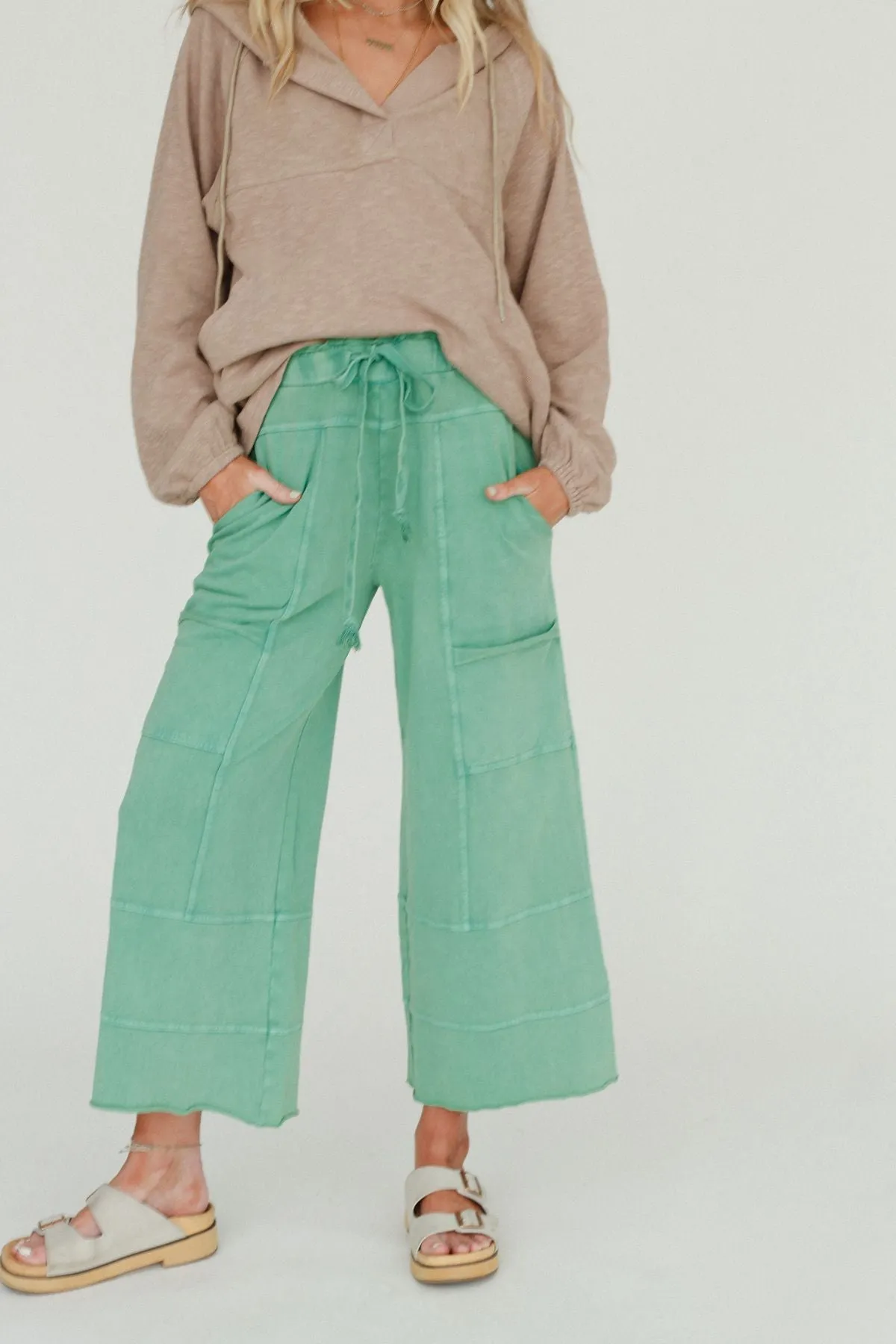 Lucky One Wide Leg Pant - Green