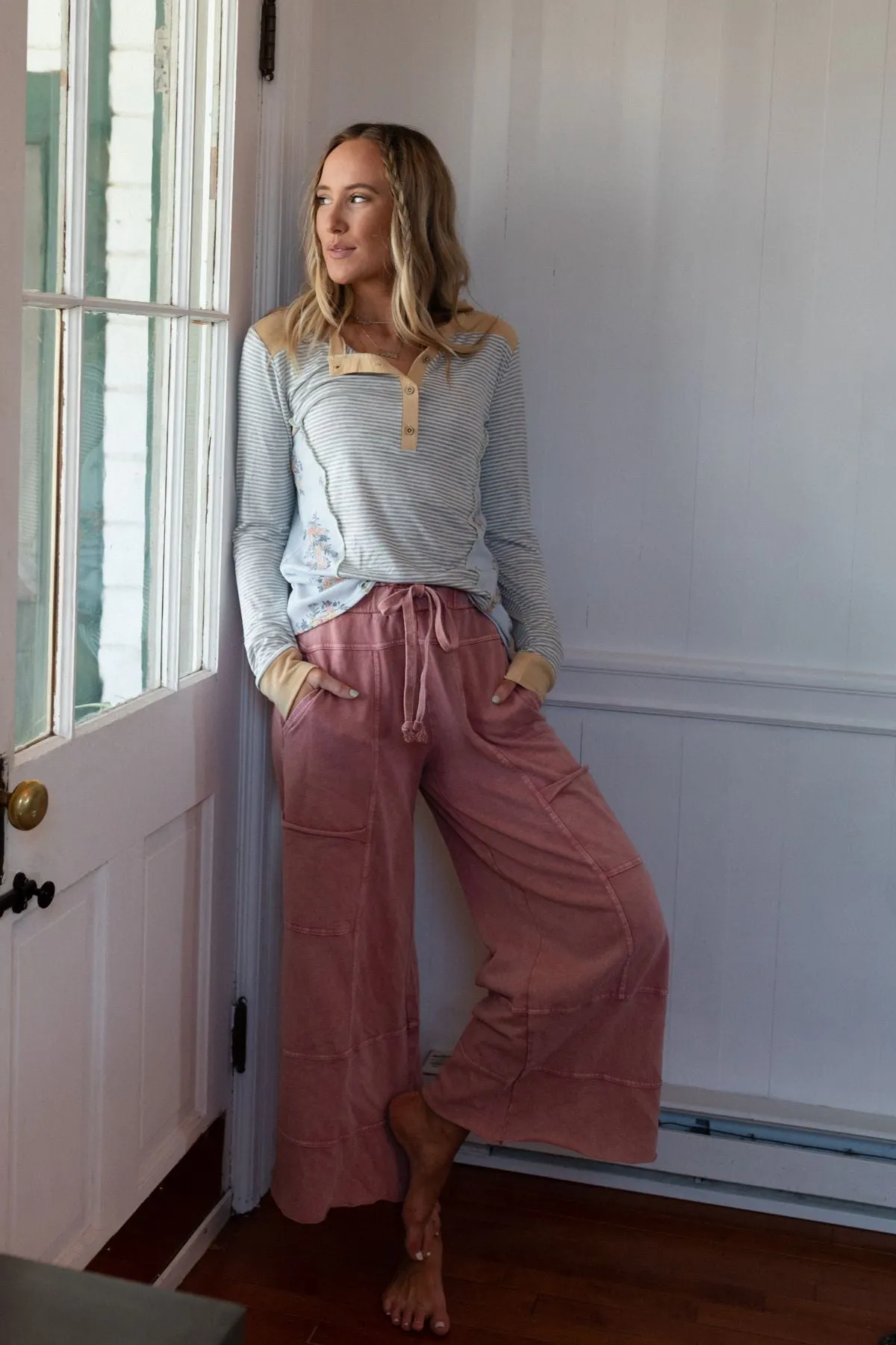 Lucky One Wide Leg Pant - Mauve