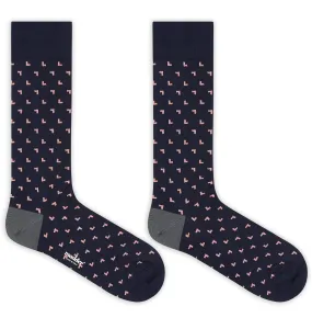 Madder Socks - Avenida - Midnight Blue / Pink / Mid Grey