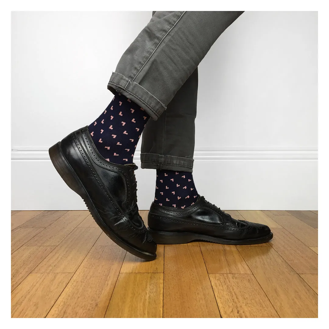 Madder Socks - Avenida - Midnight Blue / Pink / Mid Grey