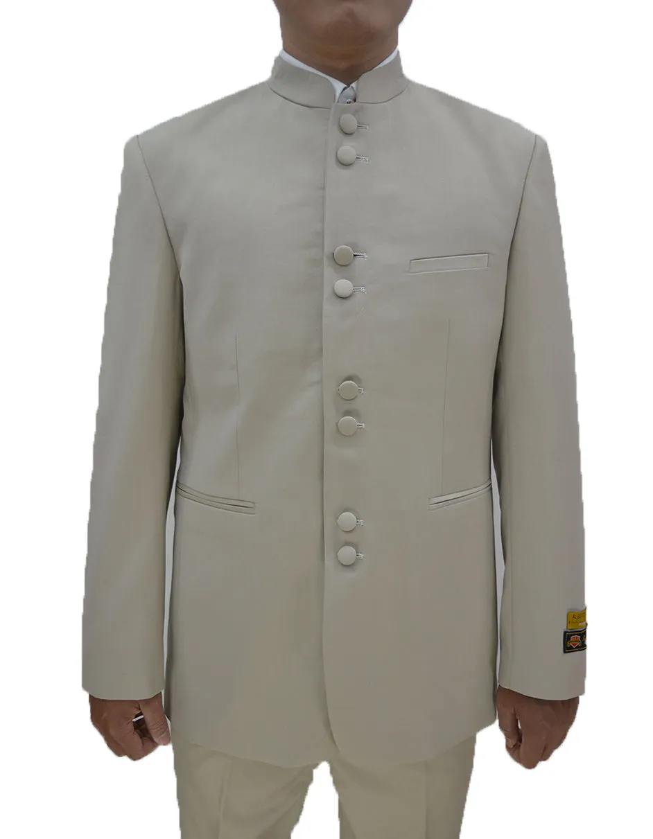 Mens 8 Button Mandarin Collar Tuxedo in Tan