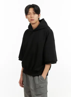 Men's Cozy Boxy Fit Hooded Sweatshirt (Black) IU405