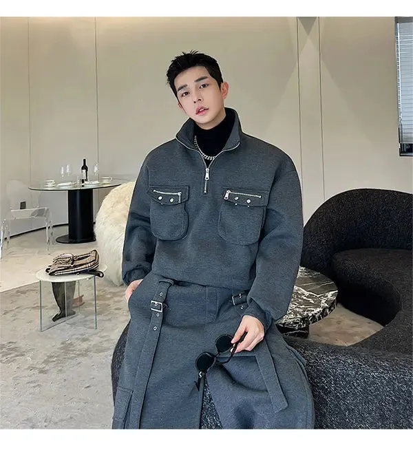 Men's Cozy Sweatshirt Cargo 2-Piece Set