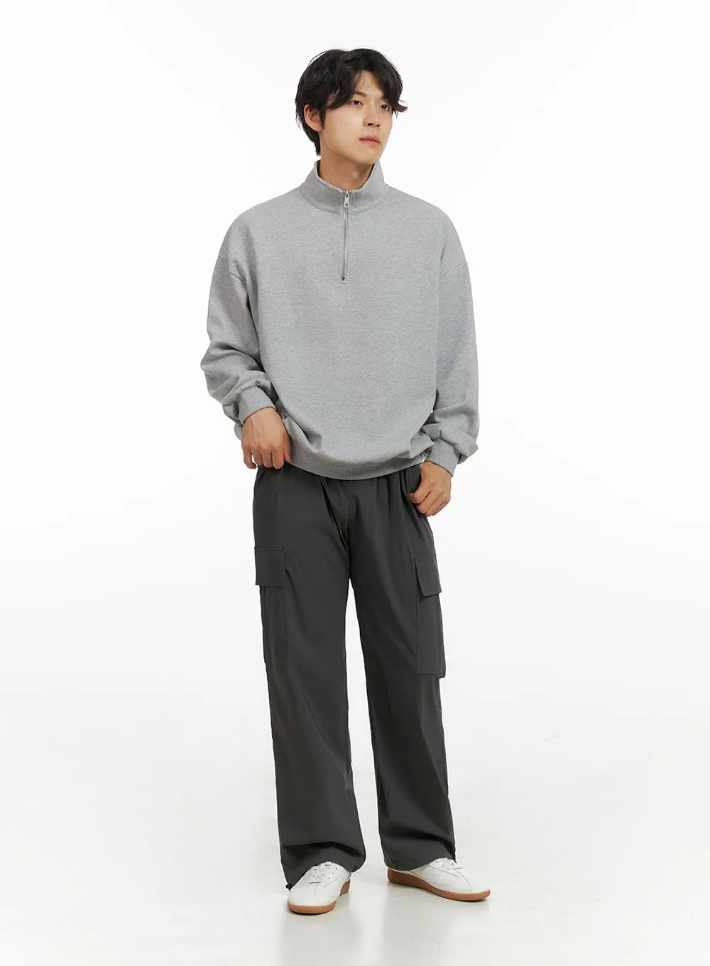 Men's Cozy Zip-Up Solid Sweatshirt (Gray) IG409