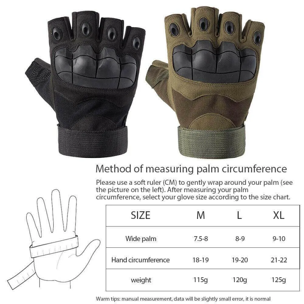 Mens Fingerless Gloves Outdoor Sports Tactical Protection Gloves Fit