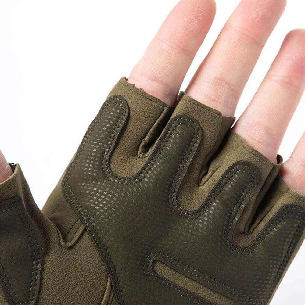 Mens Fingerless Gloves Outdoor Sports Tactical Protection Gloves Fit