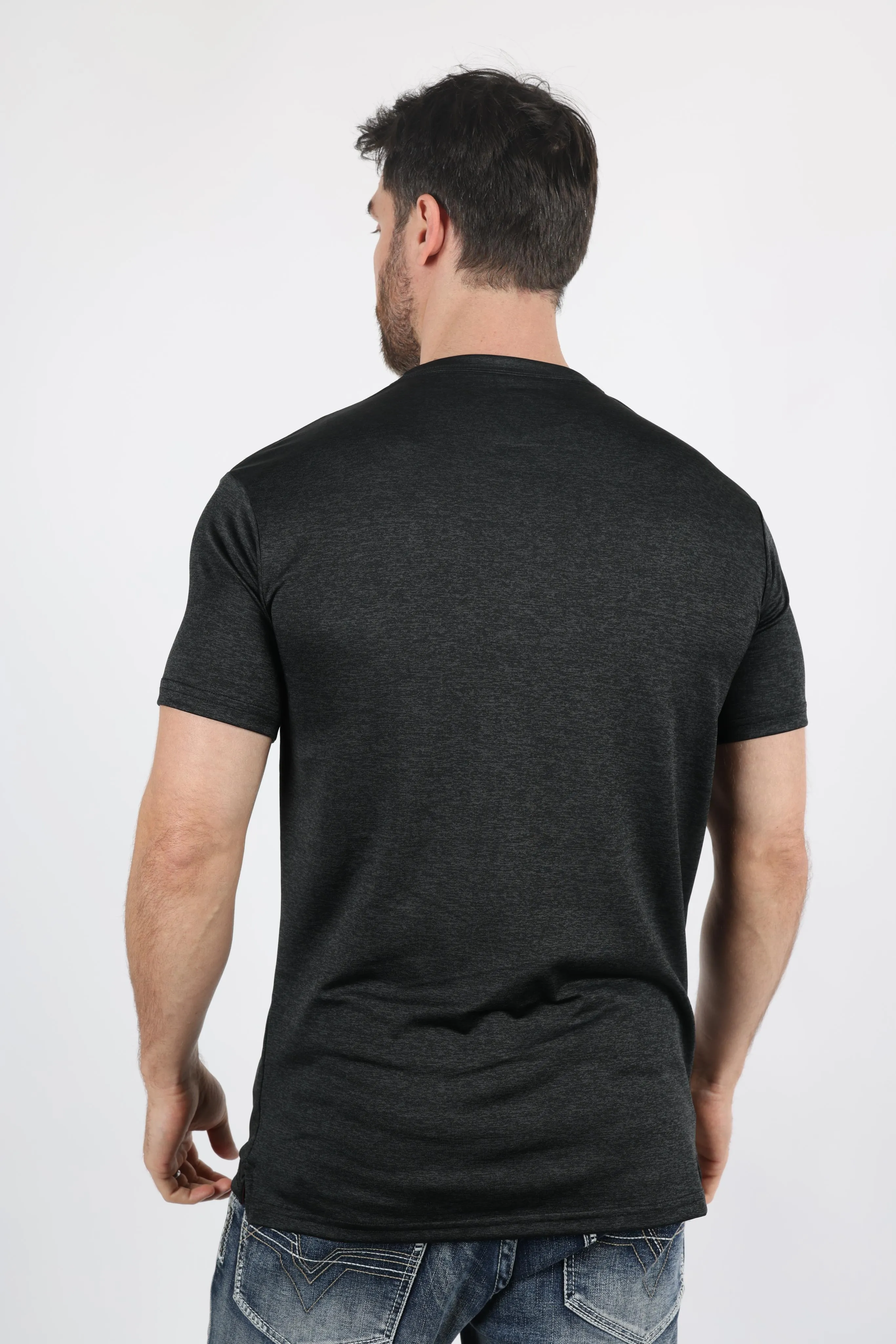 Mens Modern Fit Stretch Henley T-Shirt with Logo