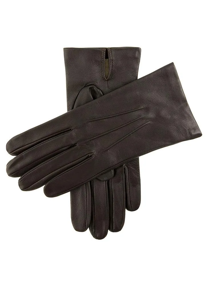 Men's Three-Point Silk-Lined Leather Gloves