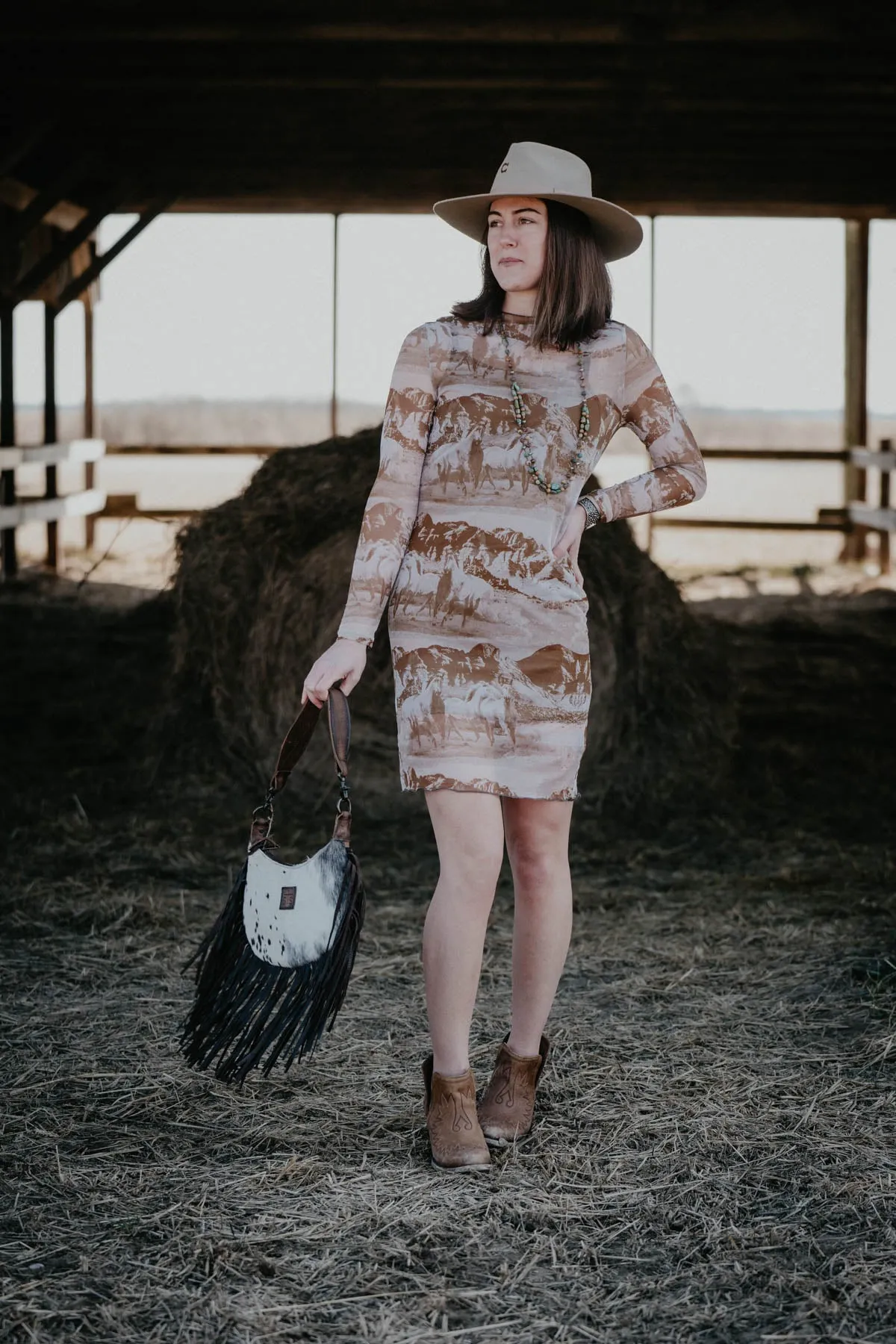 Mesh Printed Horse Dress (XS-XXL)