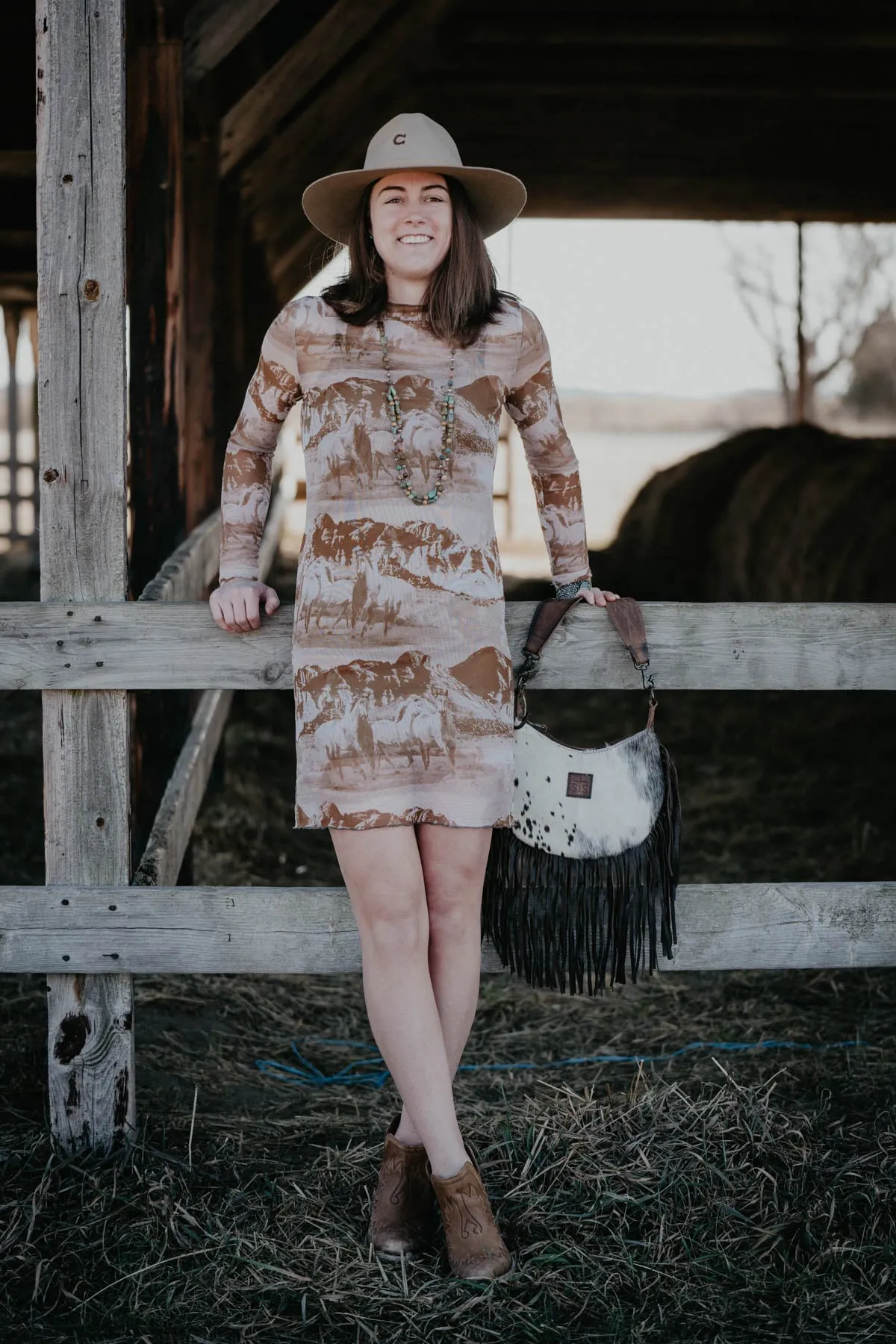 Mesh Printed Horse Dress (XS-XXL)