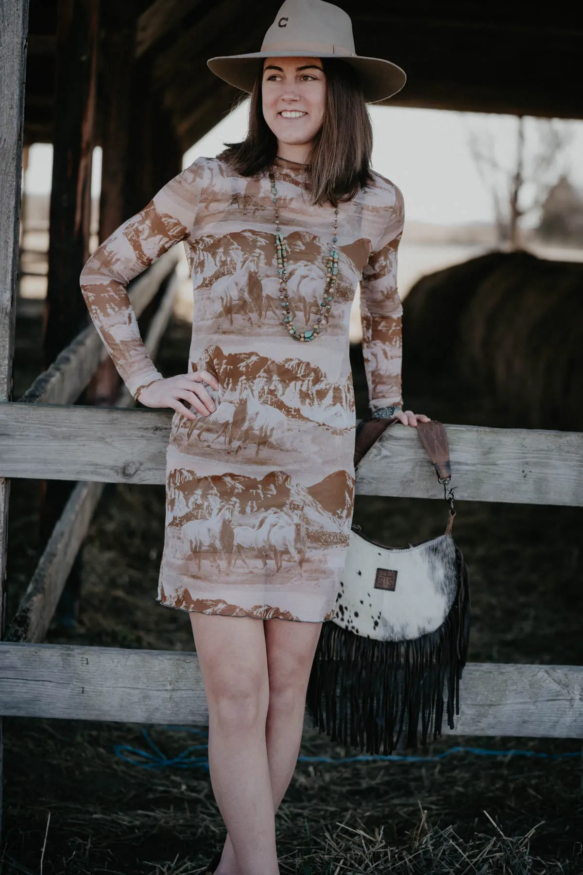 Mesh Printed Horse Dress (XS-XXL)