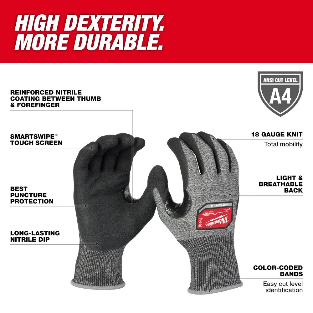 Milwaukee 48-73-7142 Cut Level 4 High-Dexterity Nitrile Dipped Gloves - L