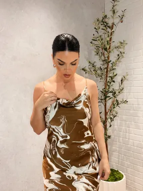 Mocha Cream Satin Dress