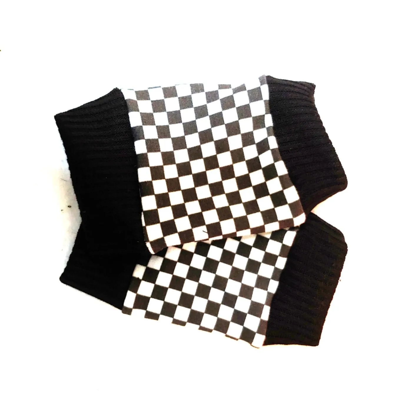 Monochrome Checkerboard Fingerless Gloves for kids adults Checkerboard