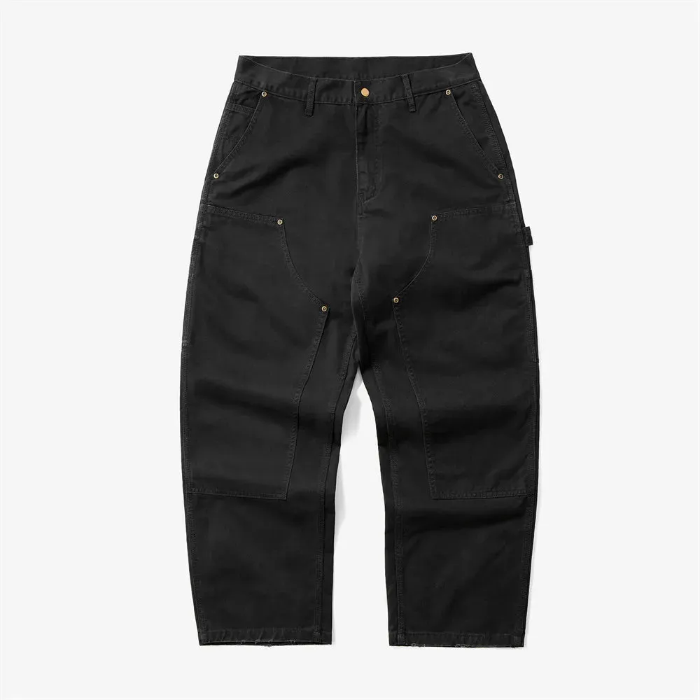 Multi-Pocket Cargo Pants - Washed Distressed Retro Loose Straight-leg