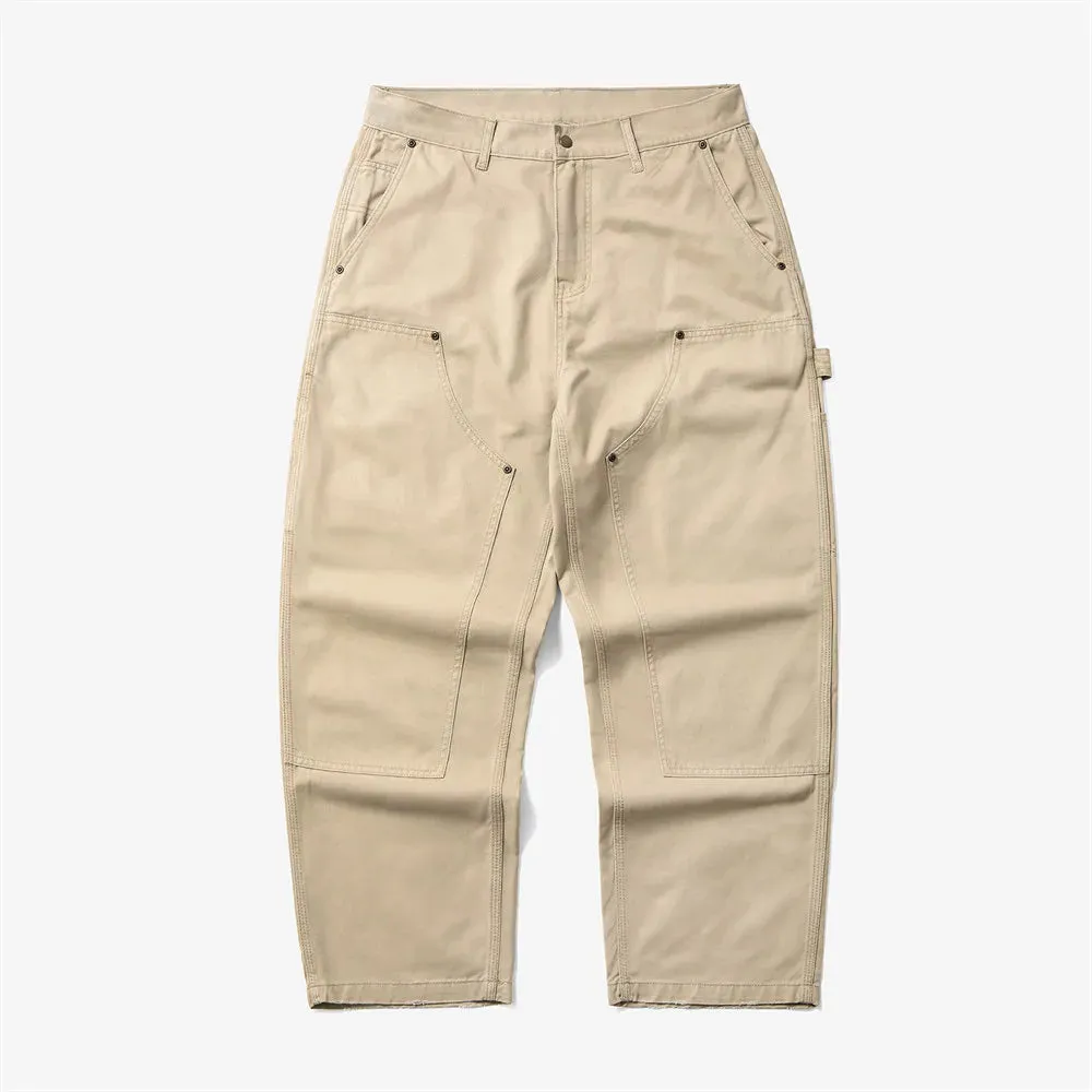 Multi-Pocket Cargo Pants - Washed Distressed Retro Loose Straight-leg