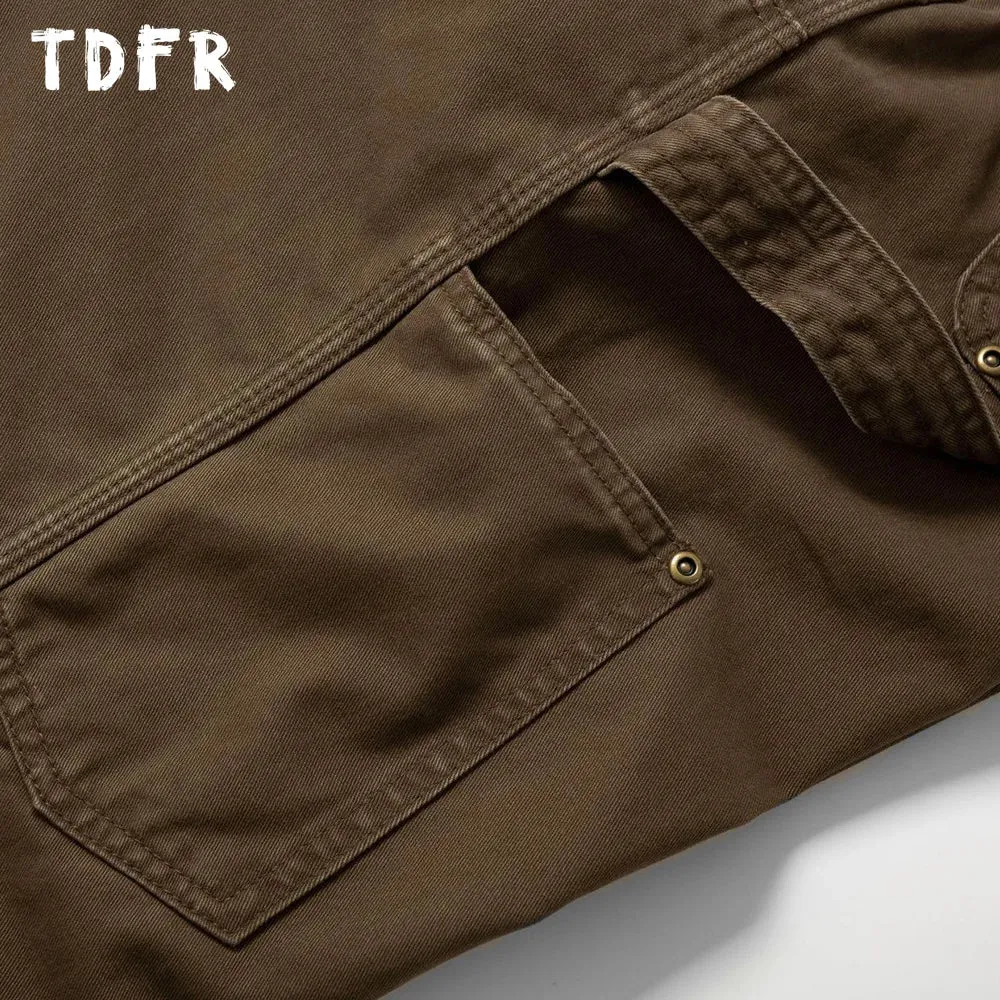 Multi-Pocket Cargo Pants - Washed Distressed Retro Loose Straight-leg