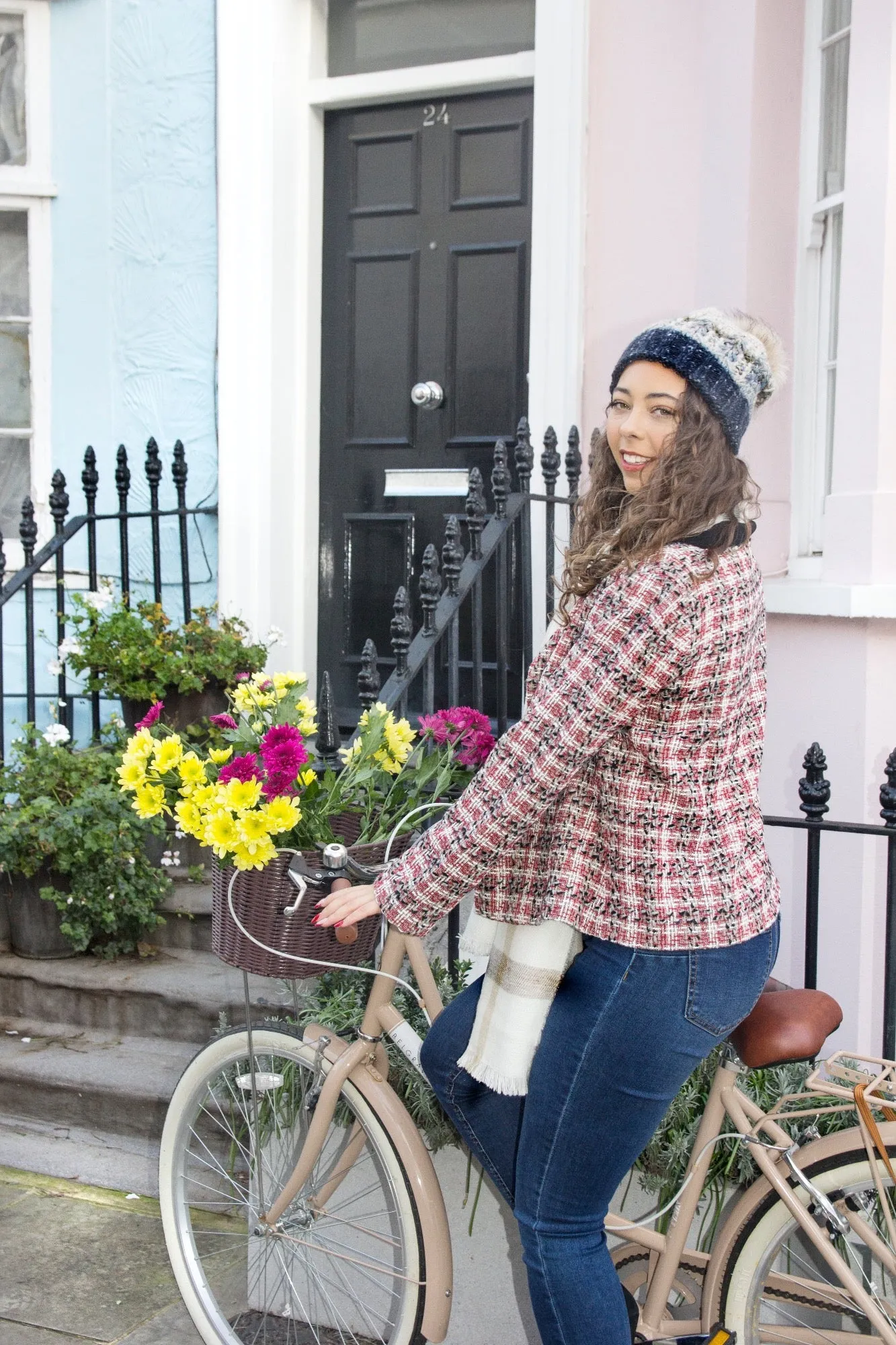 Navy & Grey Multi Colour Women's Winter Knitted Beanie