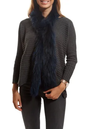 Navy Blue Fox Open Luxury Fur Scarf