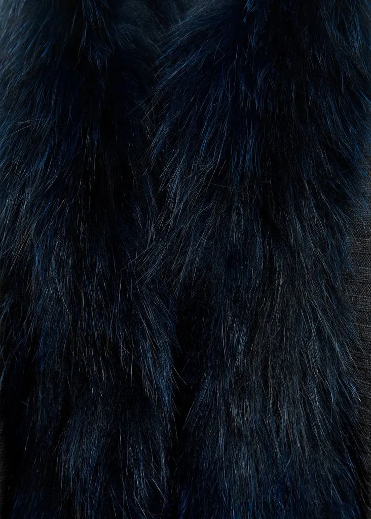 Navy Blue Fox Open Luxury Fur Scarf