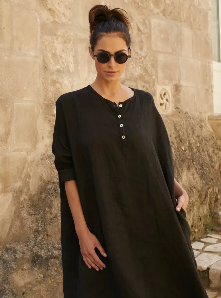 Noemi Linen Dress Black