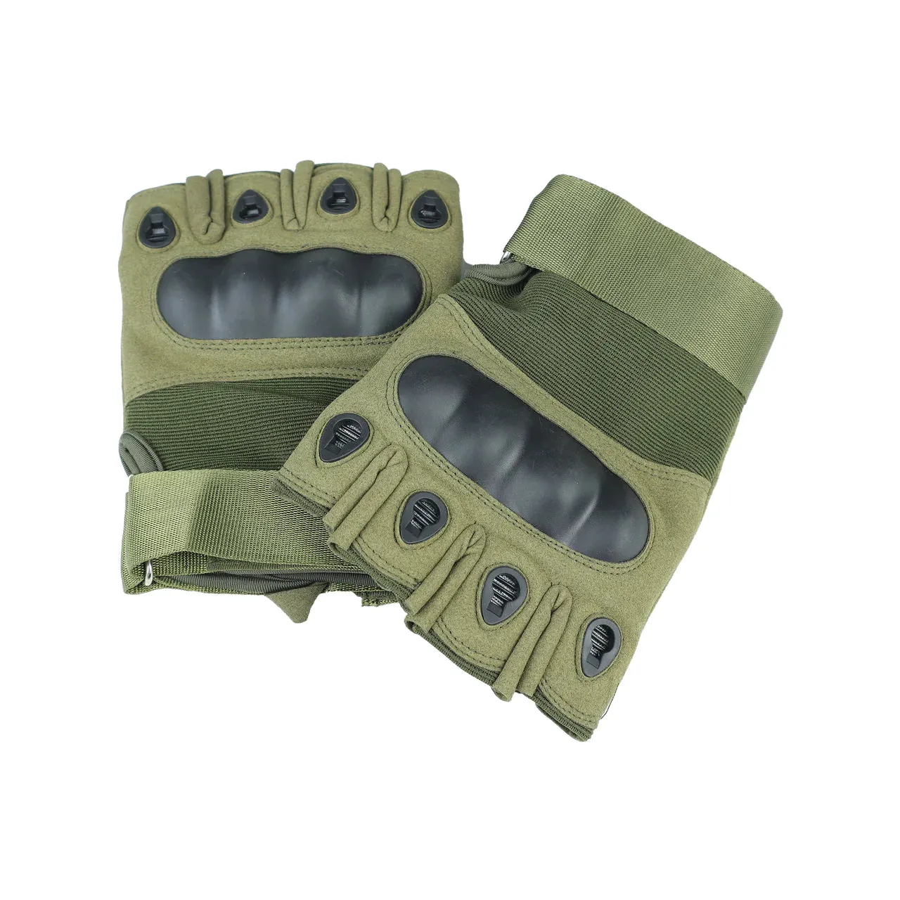 Olive  Green  Tactical  Fingerless  Padded  Gloves