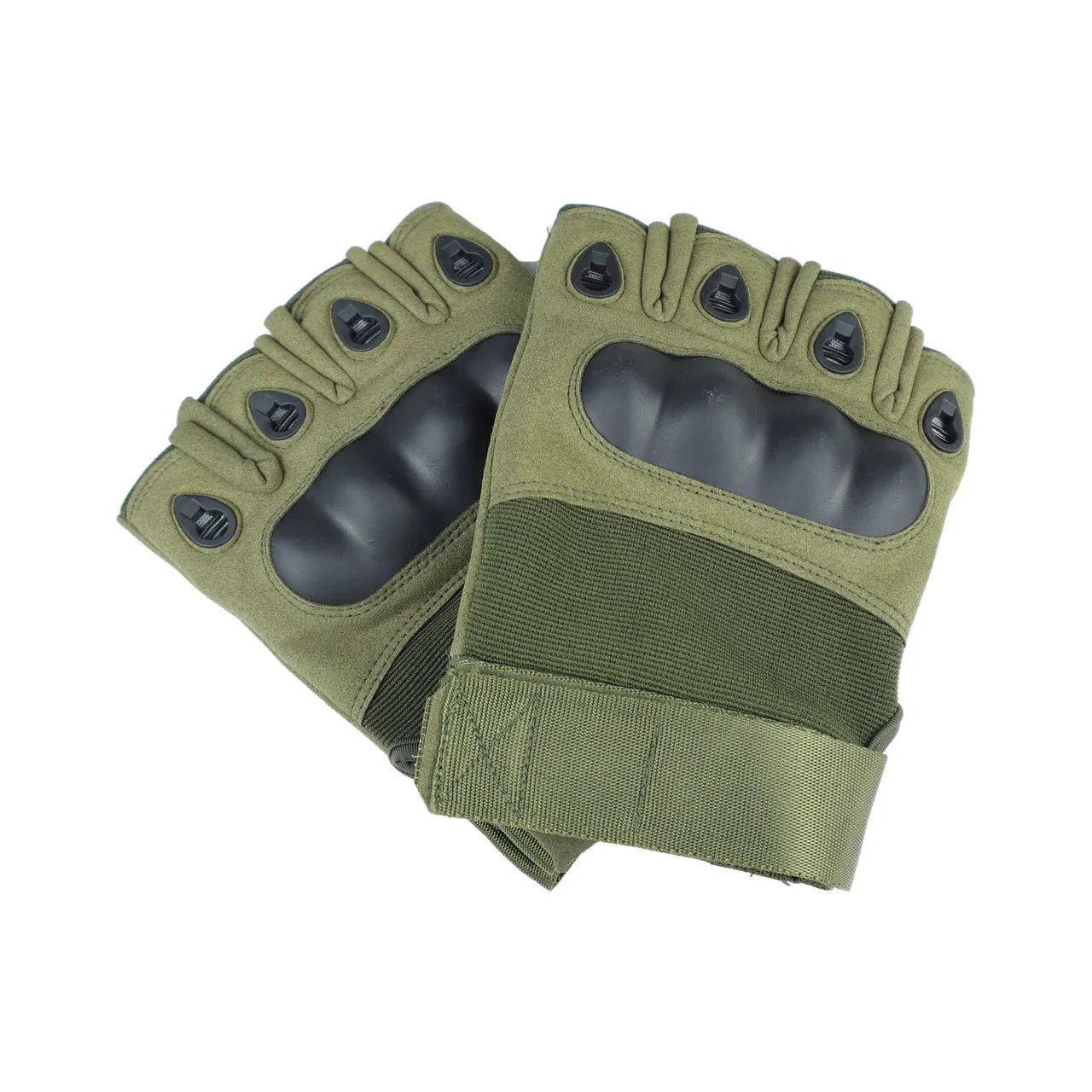 Olive  Green  Tactical  Fingerless  Padded  Gloves