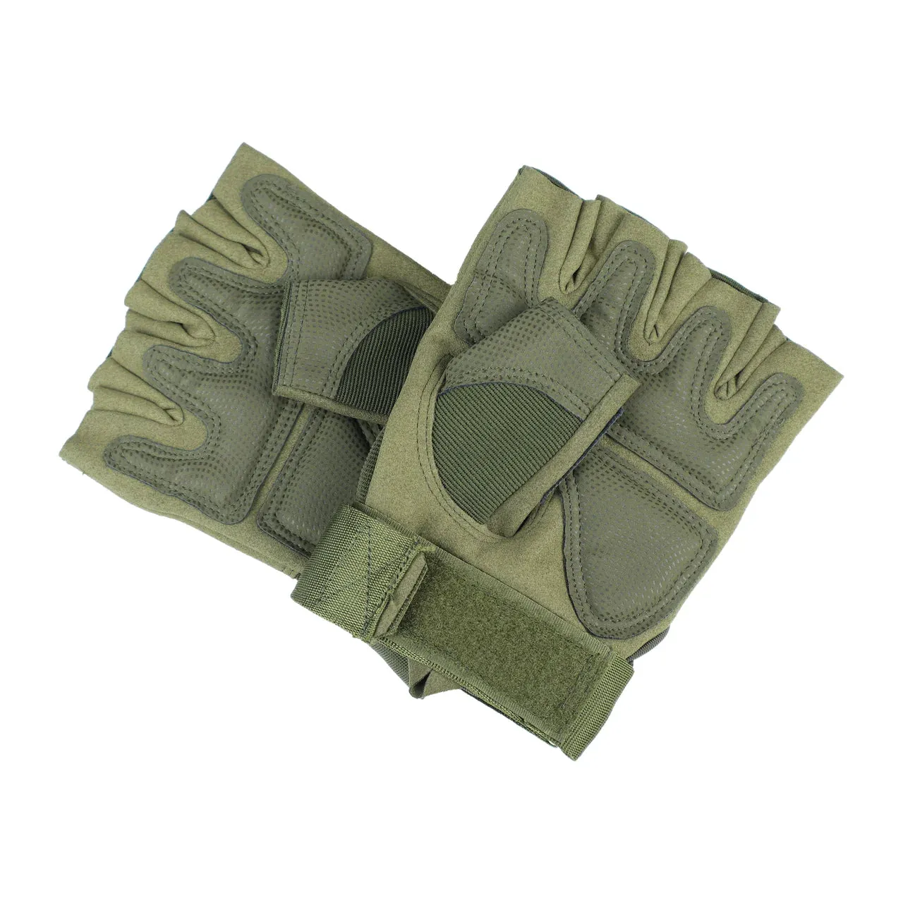 Olive  Green  Tactical  Fingerless  Padded  Gloves