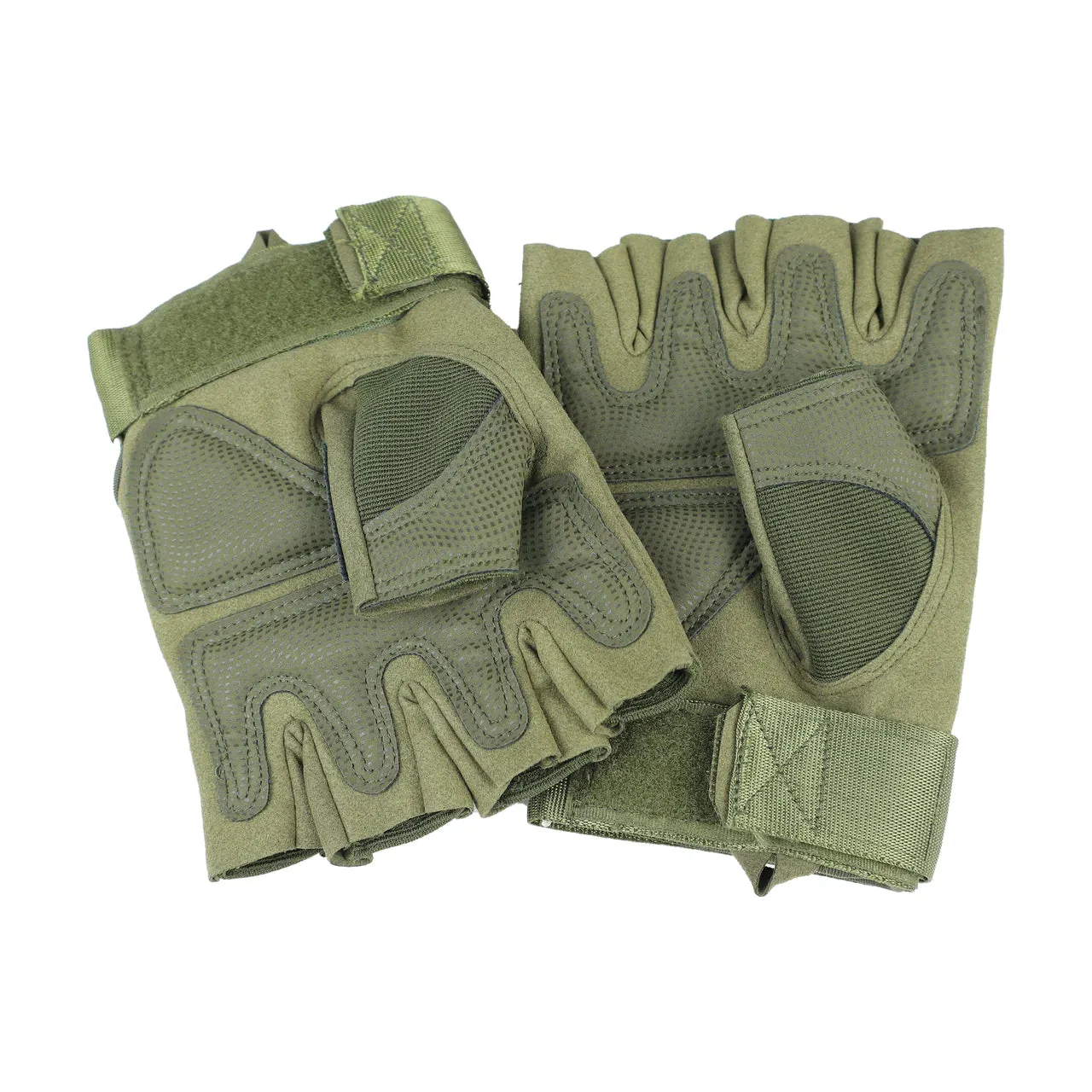 Olive  Green  Tactical  Fingerless  Padded  Gloves