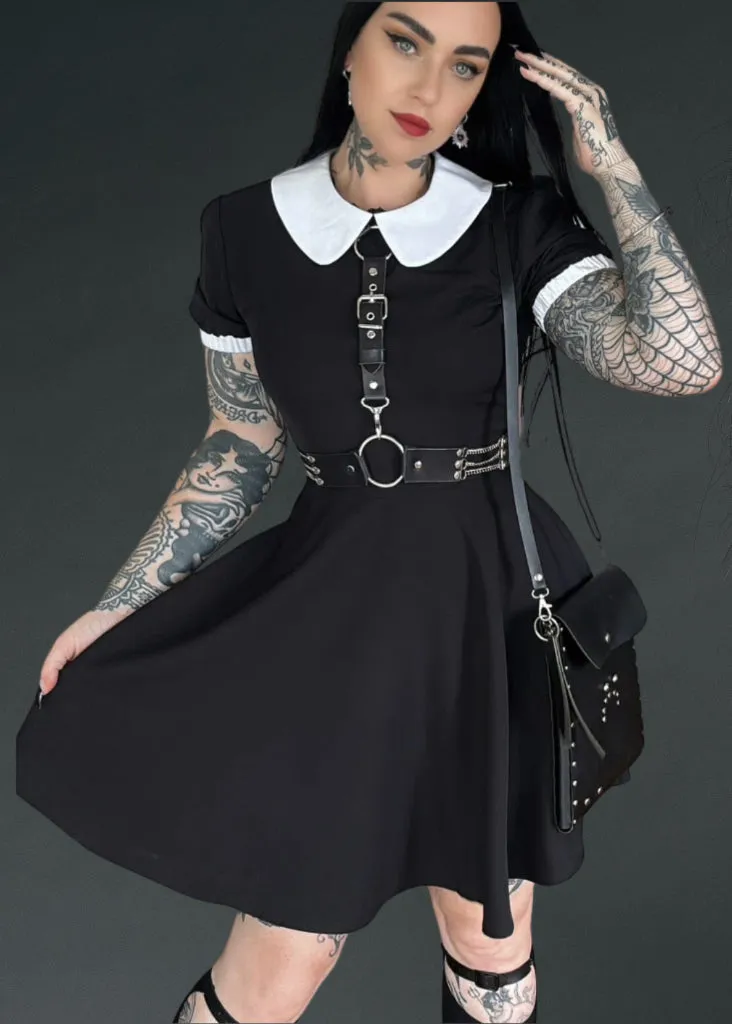 On Wednesday We Wear Black Collar Goth Dress