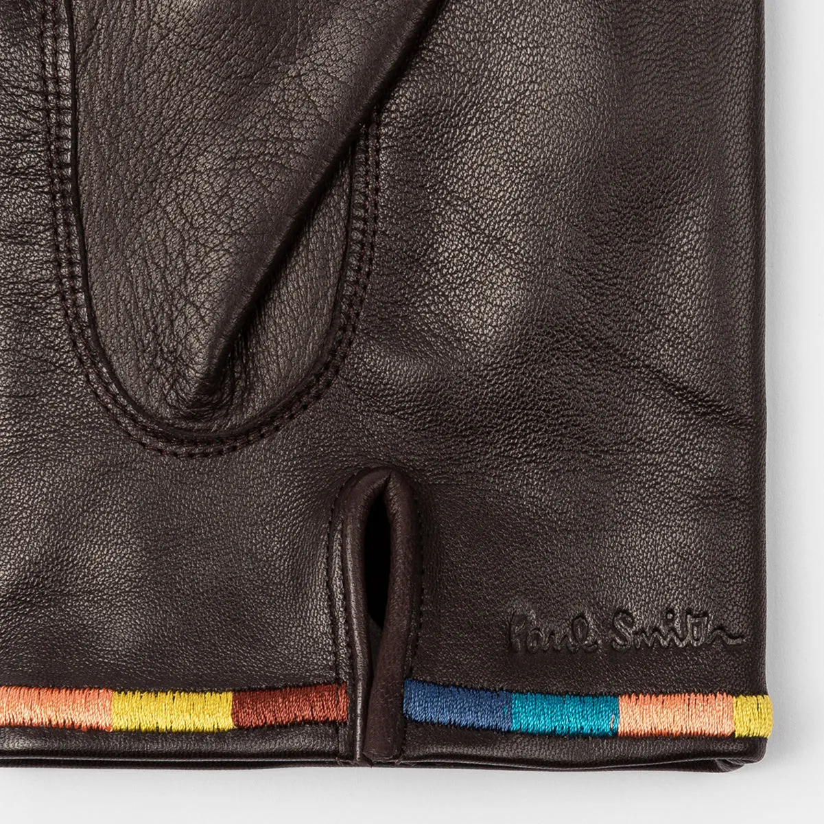 Paul Smith - Men's Artist Stripe Leather Gloves in Black