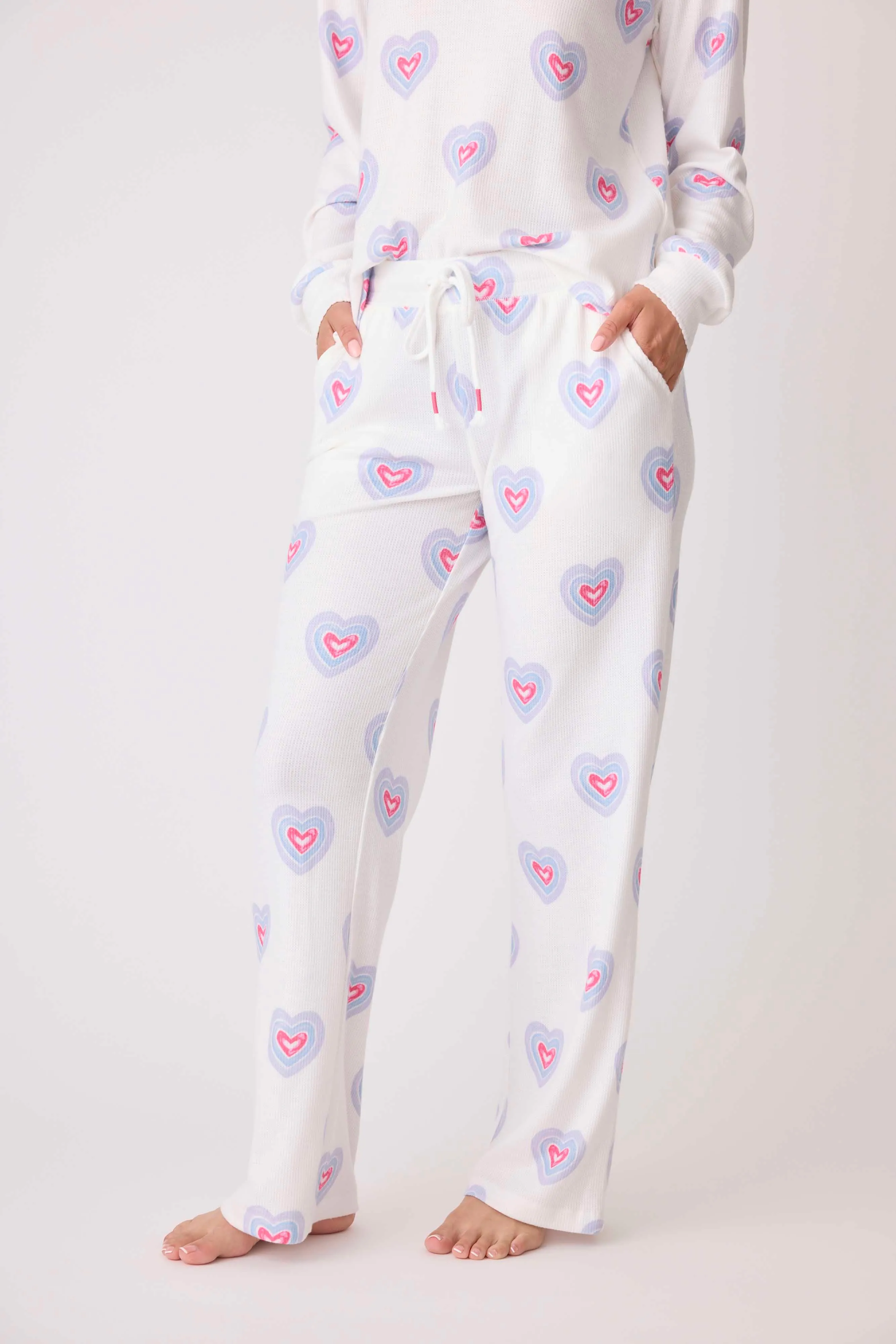 Peace & Love Hearts Print Baby Thermal Lounge Pant