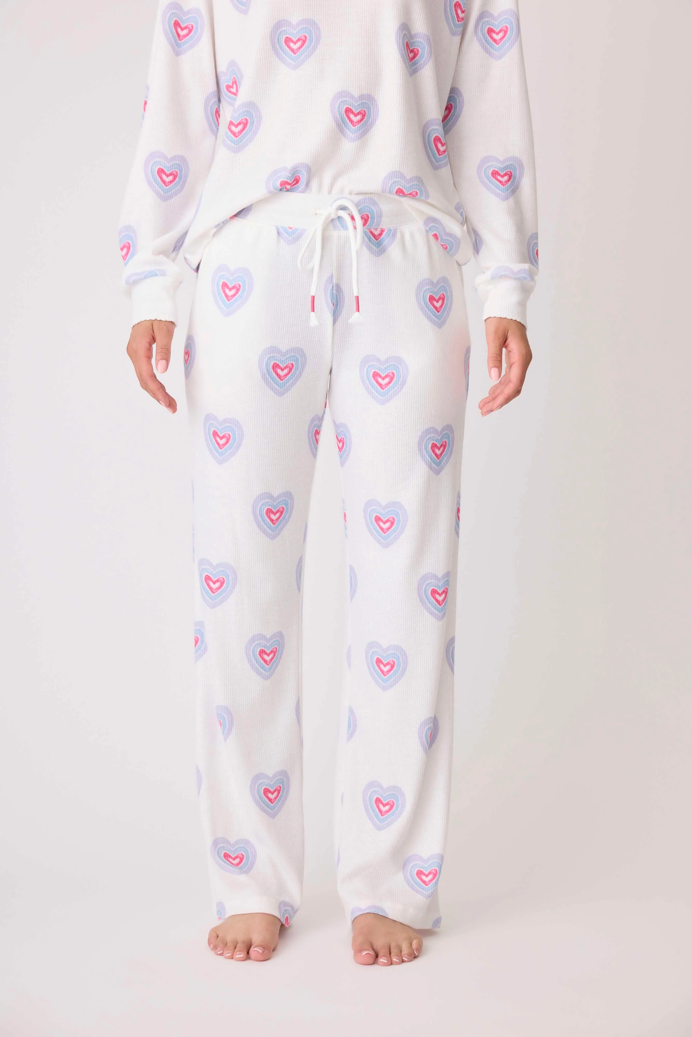 Peace & Love Hearts Print Baby Thermal Lounge Pant