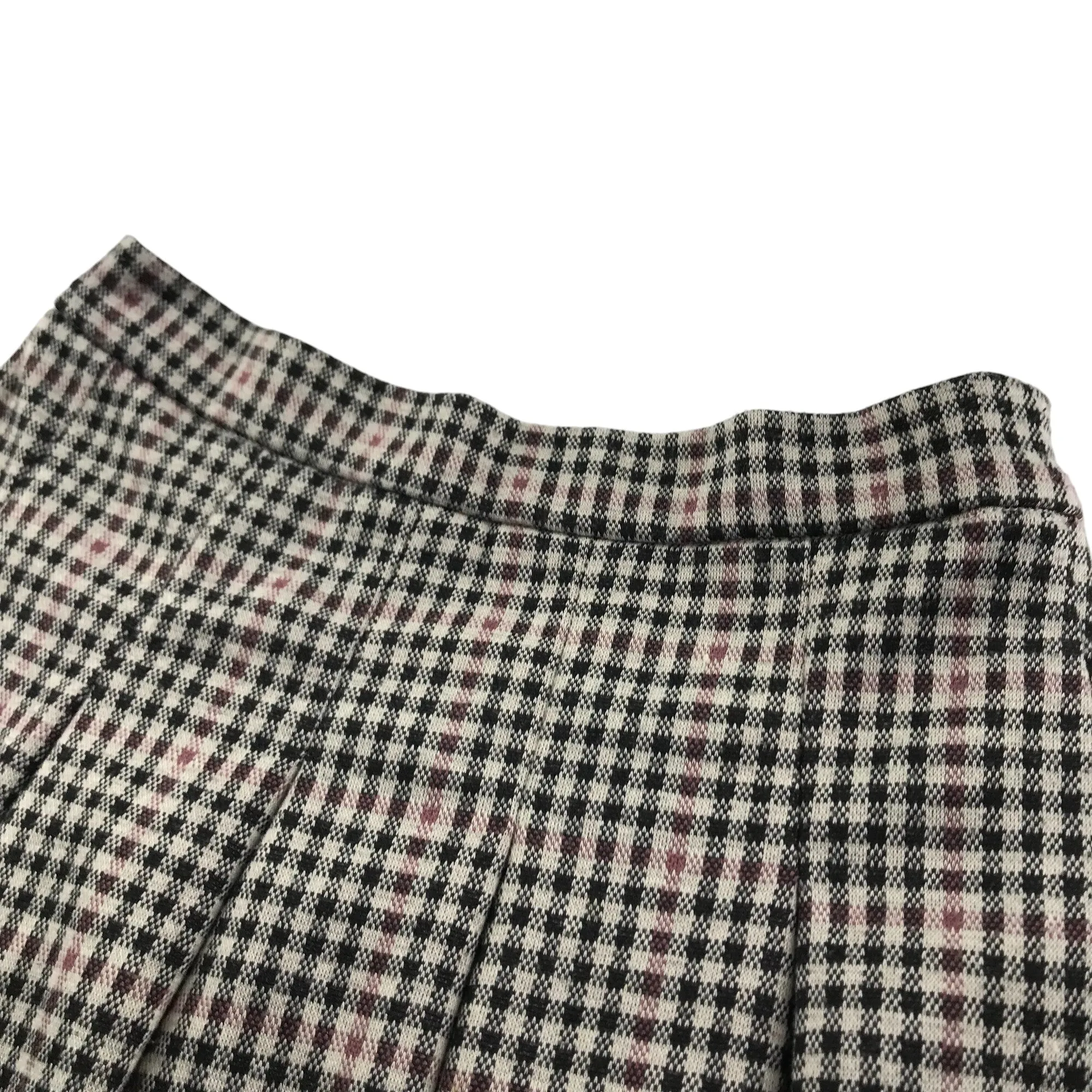 Primark Skirt 9-10 Years beige black and pink Checked Thin Waist Band Pleated